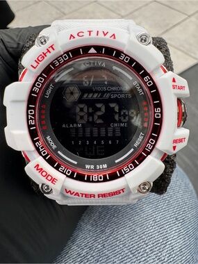 Ativa White and Red Digital Sports Watch